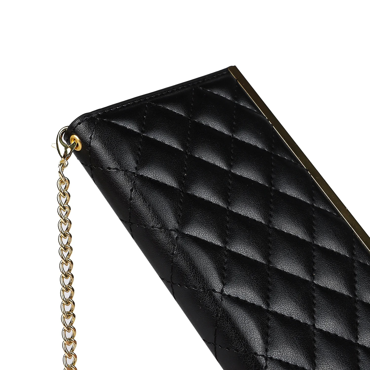 Luxury iPhone Leather Crossbody Wallet Case — PU Leather Cover with Card Holder, Chain Strap Lanyard, Kickstand Function, Shockproof Dustproof Protection