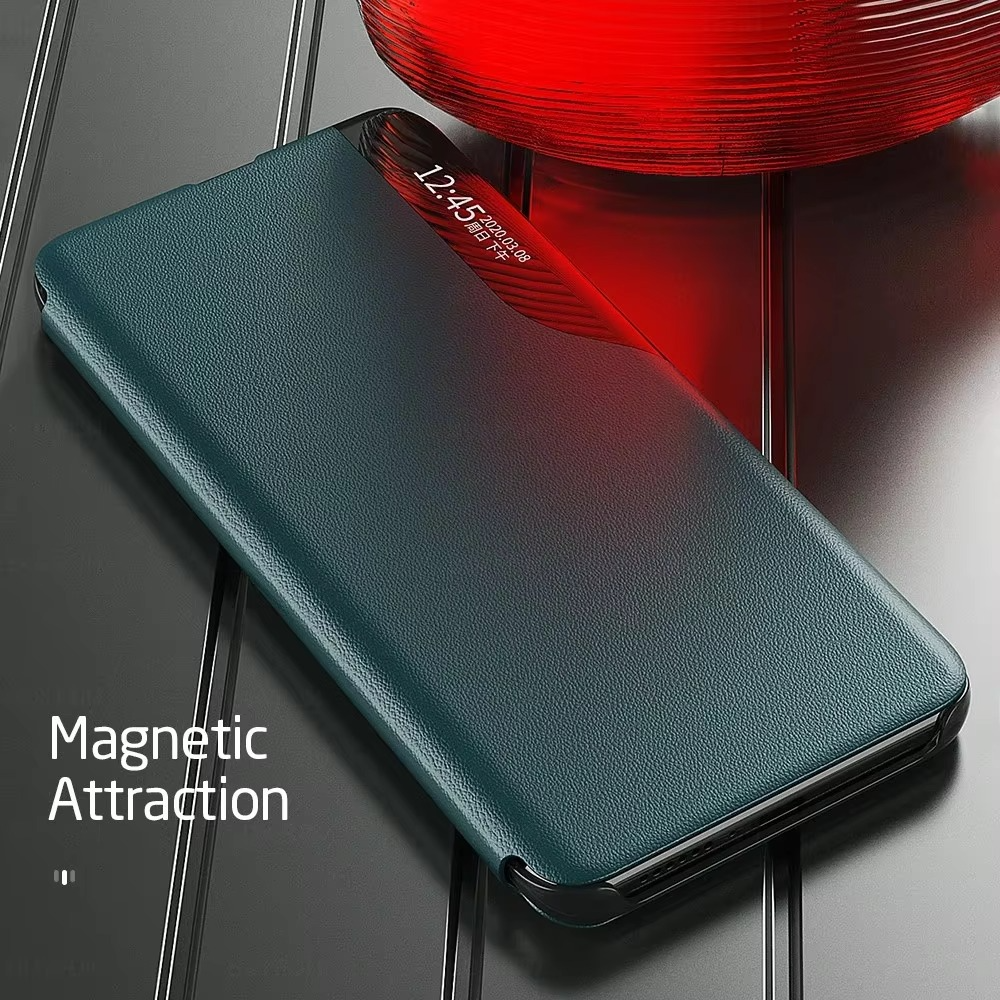 Luxury iPhone Leather Flip Wallet Case — Magnetic Stand Cover with Card Holder, Dual Layer Shockproof Protection, Anti-Fingerprint Scratch-Resistant Design
