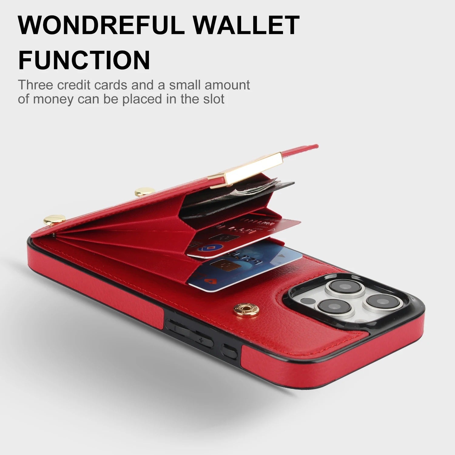 Luxury iPhone Leather Wallet Case with Card Holders — Kickstand Function, Full Body Protective Cover, Shockproof Design, Stylish and Functional Phone Case