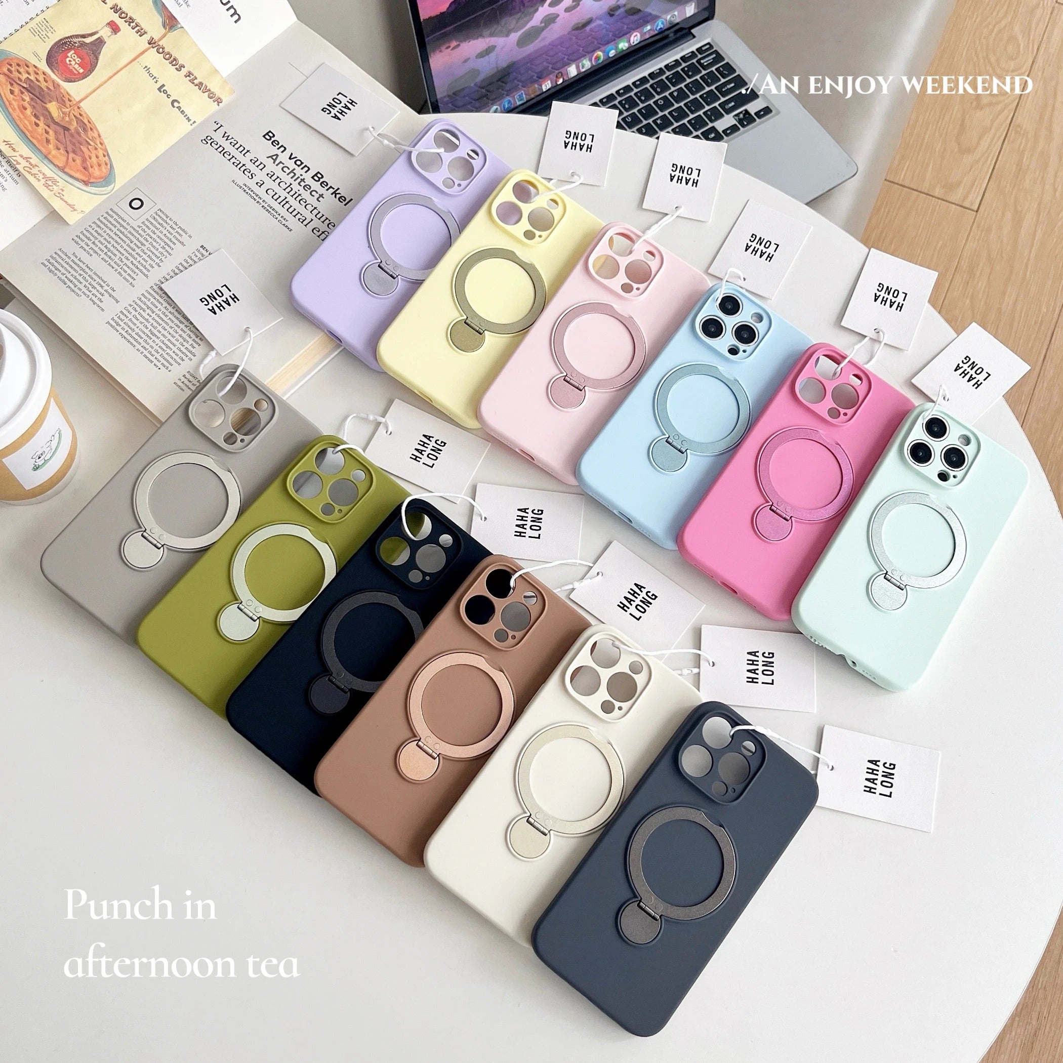 Luxury iPhone Liquid Silicone MagSafe Case — Magnetic Stand Holder Cover, Shockproof Full Protection, Matte Anti-Fingerprint Soft Bumper Design