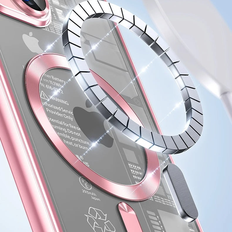 Luxury iPhone MagSafe Case Clear Plating Silicone Cover — Transparent Soft Design with Lens Film Protection, Slim Shockproof Anti-Fingerprint Non-Slip Finish