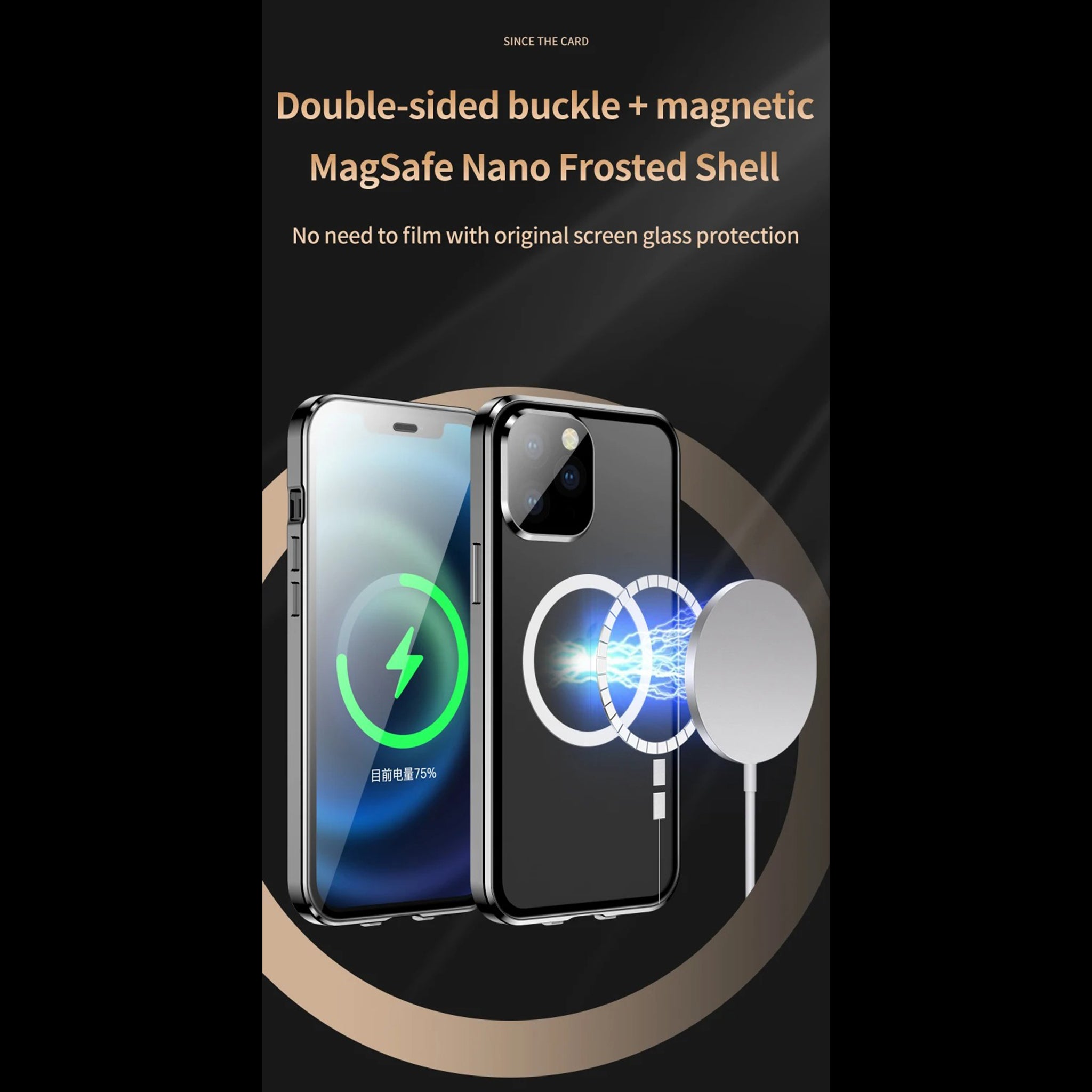 Luxury iPhone MagSafe Case Double-Sided Glass Cover — 360° Full Body HD Transparent Protection, Magnetic Metal Alloy Frame, Shockproof Anti-Fingerprint Design