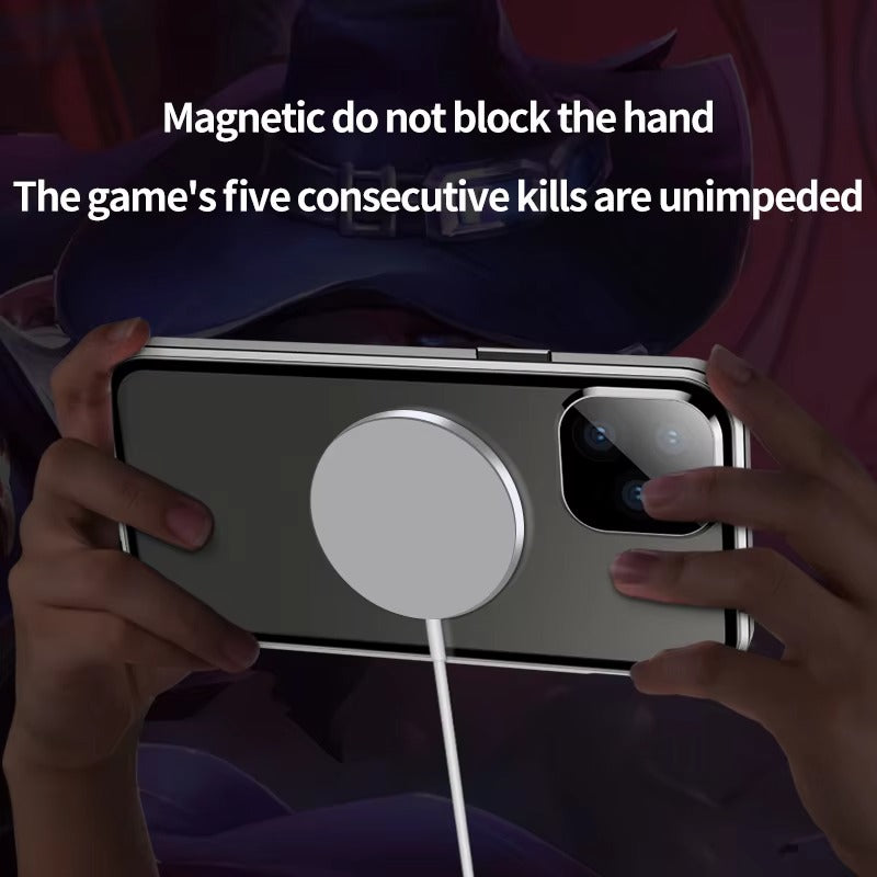 Luxury iPhone MagSafe Case Double-Sided Glass Cover — 360° Full Body HD Transparent Protection, Magnetic Metal Alloy Frame, Shockproof Anti-Fingerprint Design