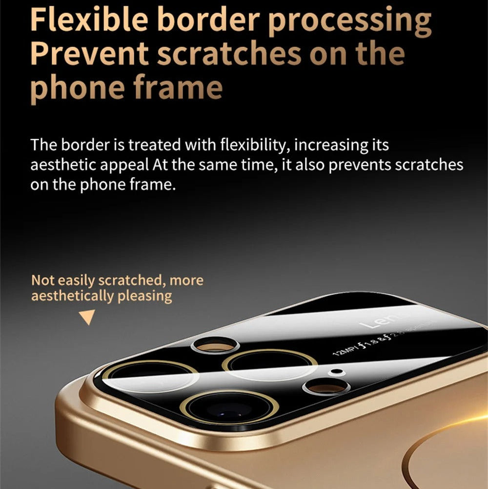 Luxury iPhone MagSafe Case Frosted Large Camera Window — Magnetic Wireless Charging, Slim Shockproof Bumper, Matte Anti-Fingerprint Scratch-Resistant Cover