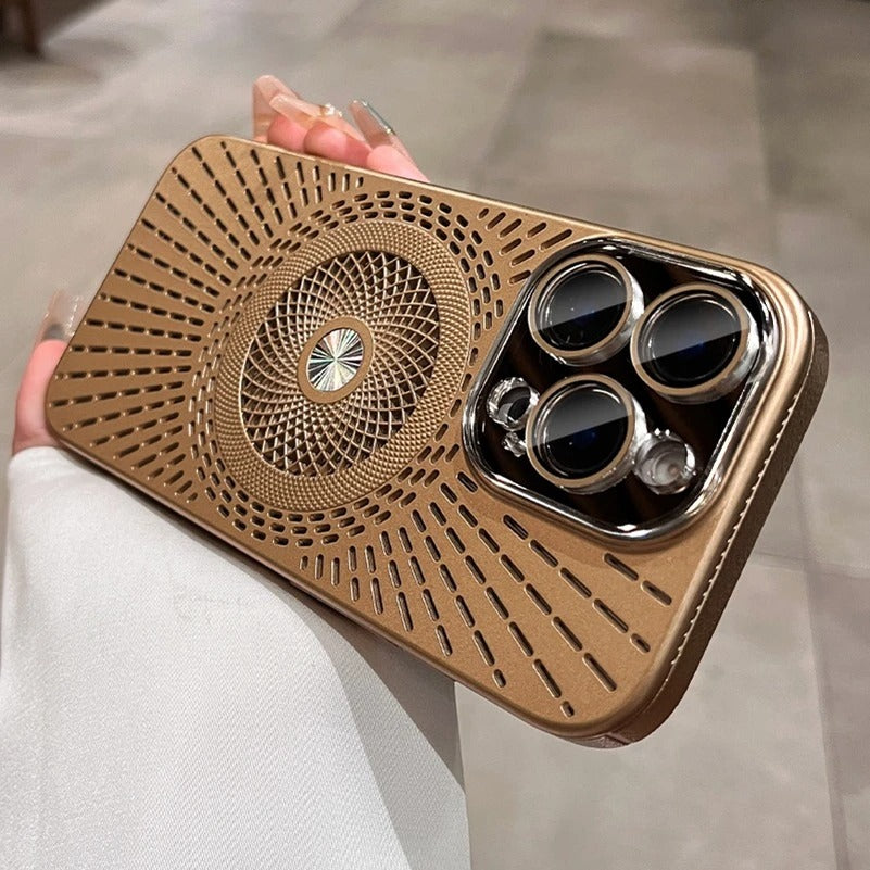 Luxury iPhone MagSafe Case Heat Dissipation Design — Ultra-Thin Anti-Drop Cover with Glass Camera Protector, Shockproof Anti-Fingerprint Scratch-Resistant Finish