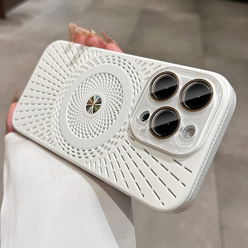 Luxury iPhone MagSafe Case Heat Dissipation Design — Ultra-Thin Anti-Drop Cover with Glass Camera Protector, Shockproof Anti-Fingerprint Scratch-Resistant Finish