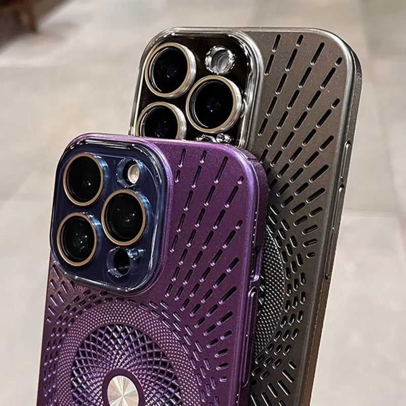 Luxury iPhone MagSafe Case Heat Dissipation Design — Ultra-Thin Anti-Drop Cover with Glass Camera Protector, Shockproof Anti-Fingerprint Scratch-Resistant Finish