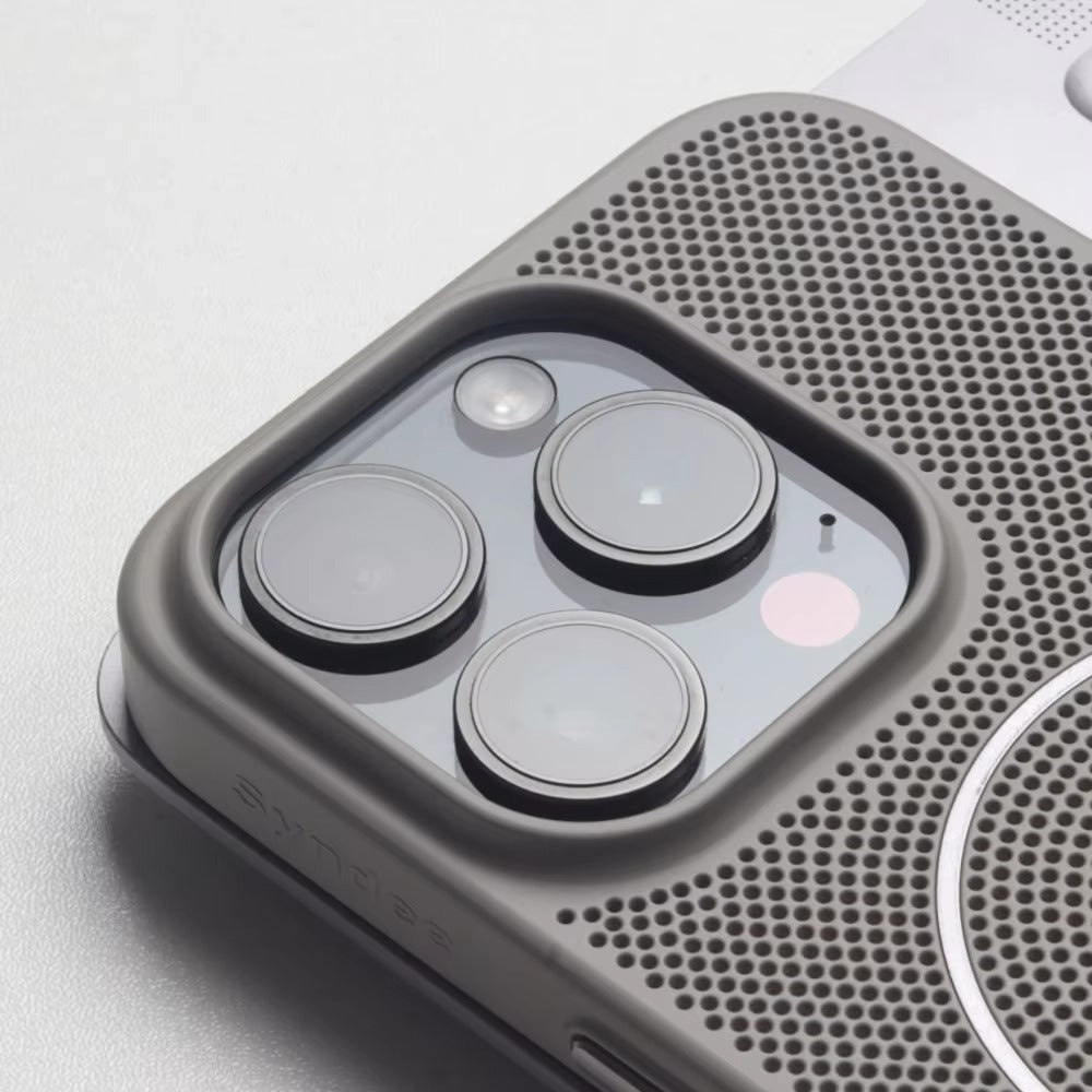 Luxury iPhone MagSafe C Heatase Dissipation Grid Design — Hard Matte Shockproof Cover with Wireless Charging Support, Anti-Fingerprint Scratch-Resistant Finish