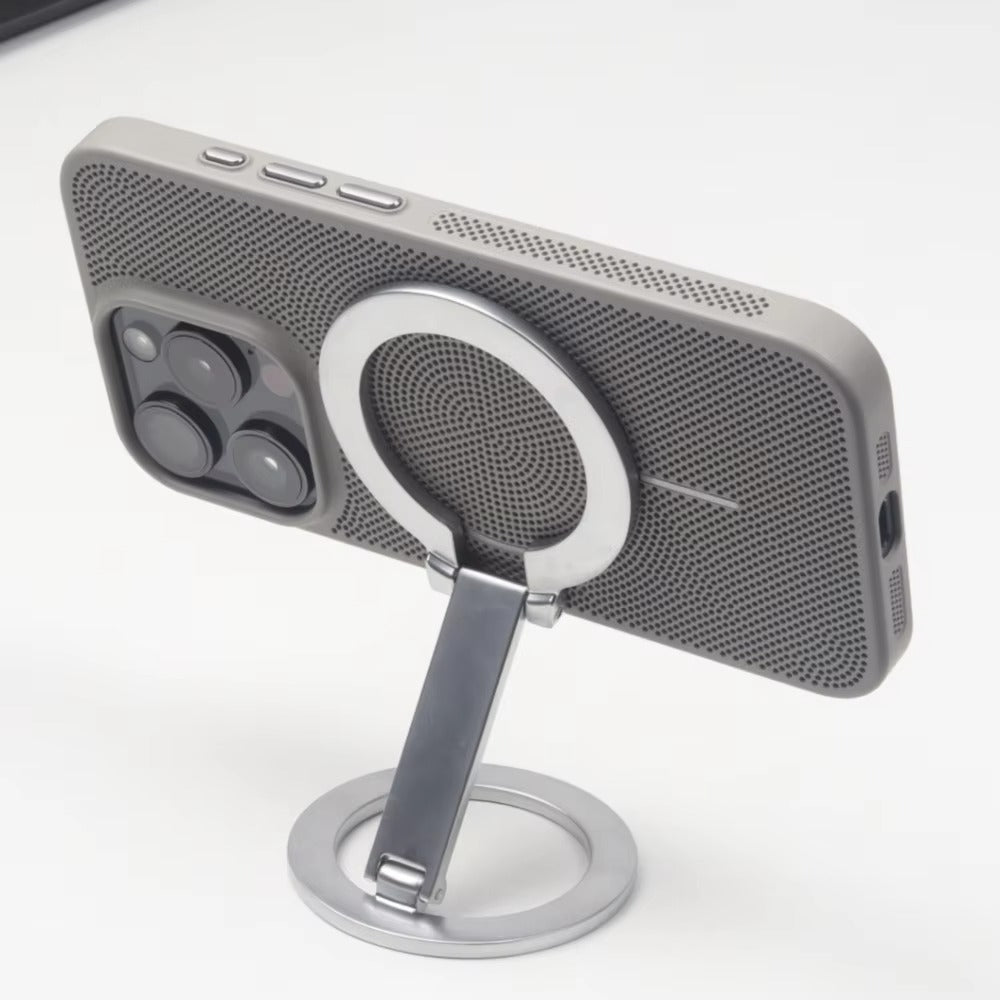 Luxury iPhone MagSafe C Heatase Dissipation Grid Design — Hard Matte Shockproof Cover with Wireless Charging Support, Anti-Fingerprint Scratch-Resistant Finish