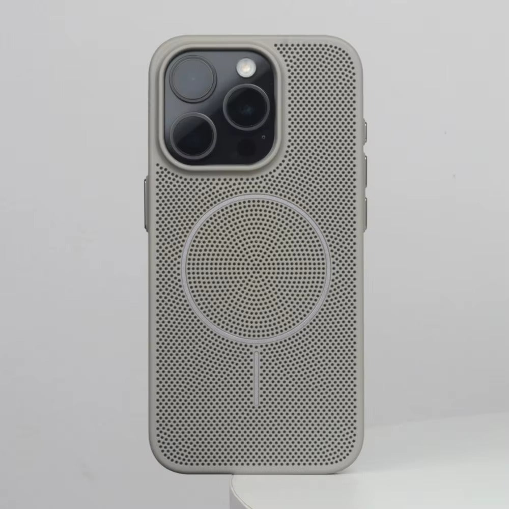 Luxury iPhone MagSafe C Heatase Dissipation Grid Design — Hard Matte Shockproof Cover with Wireless Charging Support, Anti-Fingerprint Scratch-Resistant Finish