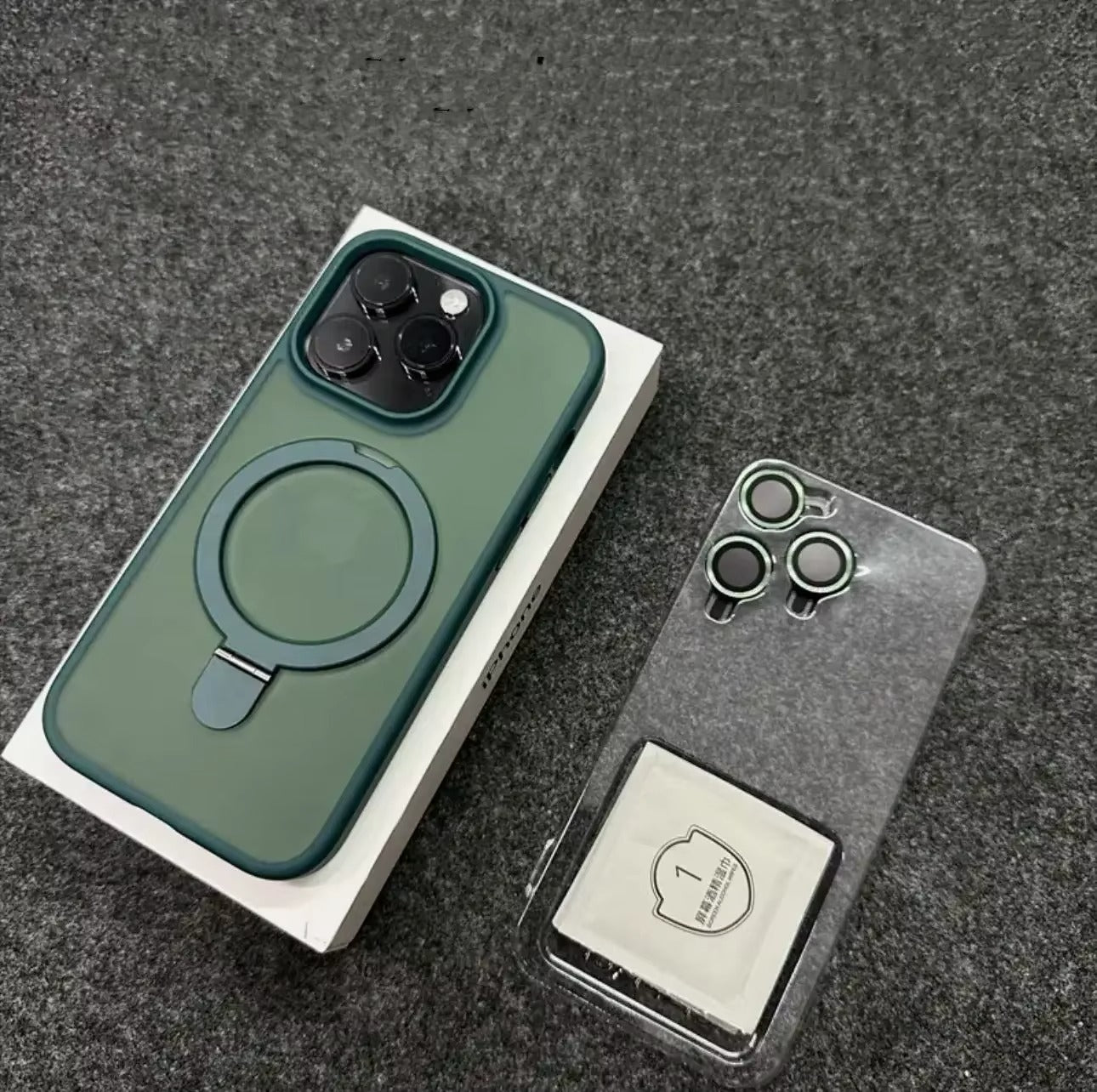 Luxury iPhone MagSafe Case Matte Design — Metal Ring Stand Holder with Lens Protector, Magnetic Wireless Charging, Shockproof Anti-Scratch Non-Slip Cover