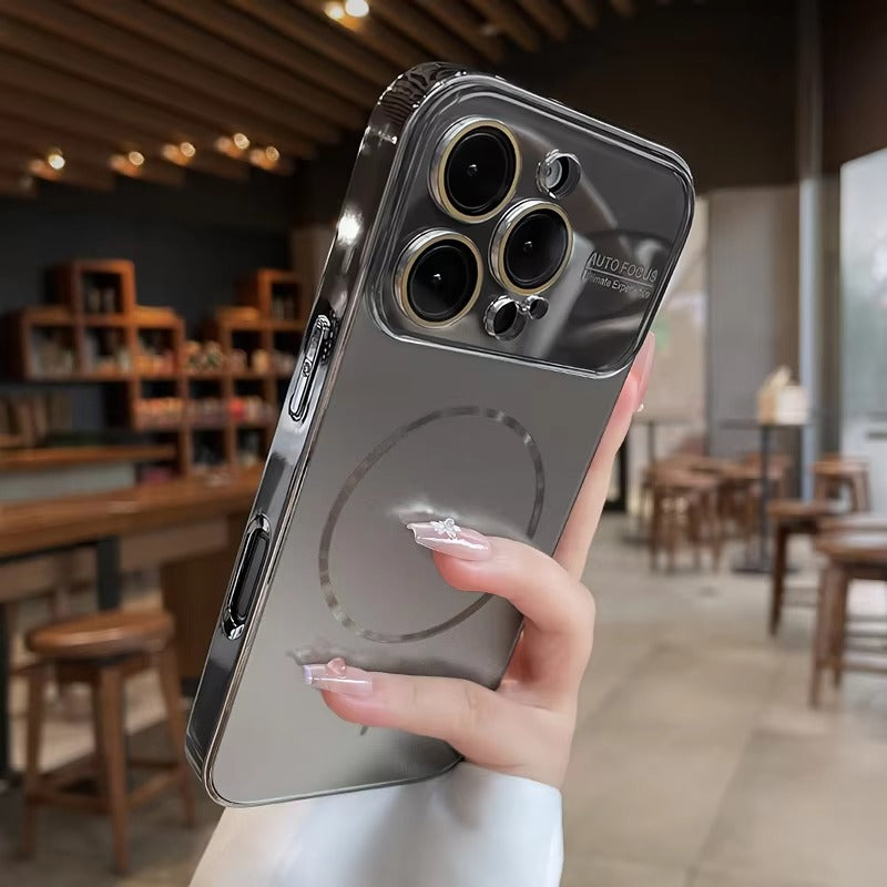 Luxury iPhone MagSafe Case Nanometer Frosted Finish — Large Lens Glass Protection, Magnetic Wireless Charging, Slim Shockproof Anti-Fingerprint Matte Cover