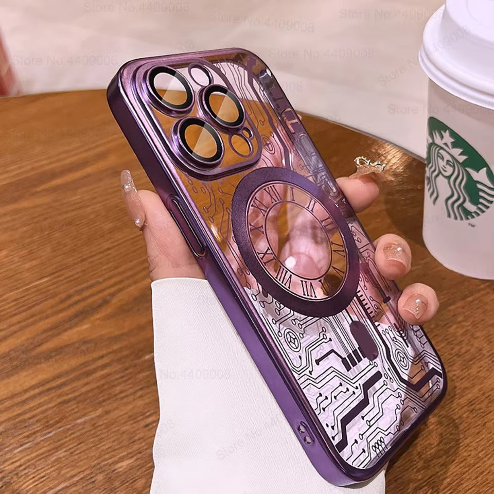 Luxury iPhone MagSafe Case Plating Design — Soft Magnetic Bumper Cover, Wireless Charging Compatible, Slim Shockproof Anti-Fingerprint Transparent Protection