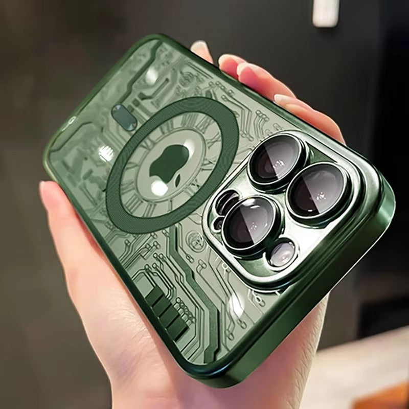 Luxury iPhone MagSafe Case Plating Design — Soft Magnetic Bumper Cover, Wireless Charging Compatible, Slim Shockproof Anti-Fingerprint Transparent Protection