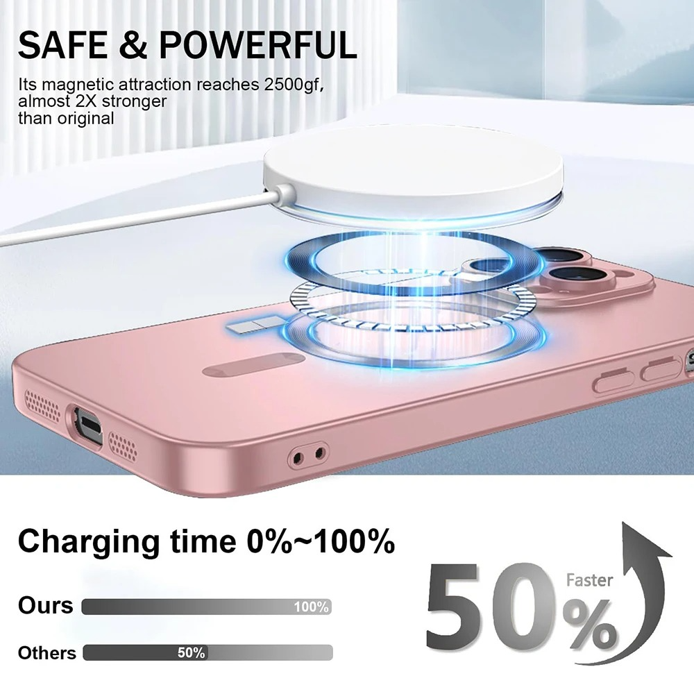Luxury iPhone MagSafe Case — Magnetic Wireless Charging Full Coverage Silicone Cover, Camera Protection, Slim Shockproof Anti-Fingerprint Matte Design