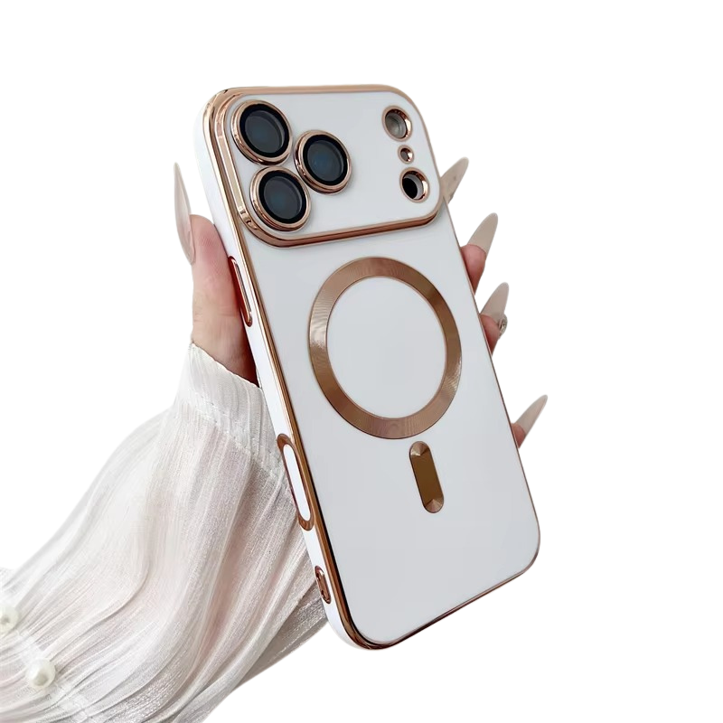 Luxury iPhone MagSafe Case with Camera Lens Protector — Soft Silicone Shockproof Cover, Slim Lightweight Anti-Fingerprint Scratch-Resistant Design