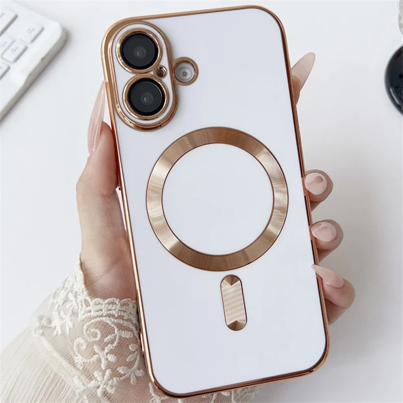 Luxury iPhone MagSafe Case with Camera Lens Protector — Soft Silicone Shockproof Cover, Slim Lightweight Anti-Fingerprint Scratch-Resistant Design