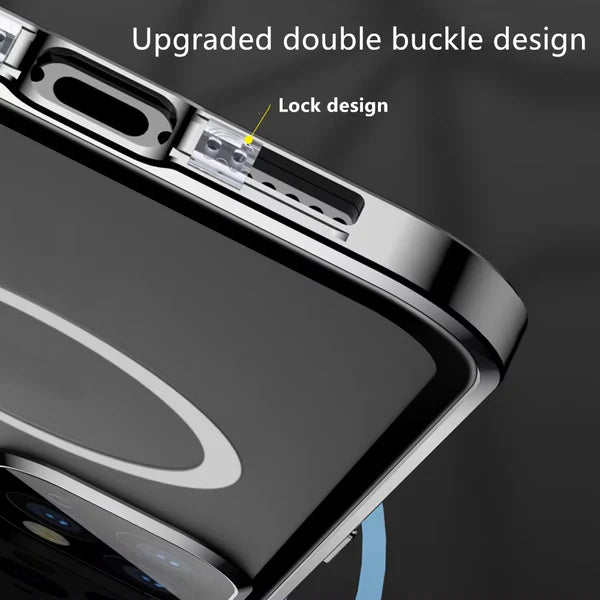 Luxury iPhone MagSafe Case with Double-Sided Glass — 360° Full Body Protection, HD Transparent Metal Alloy Frame, Magnetic Shockproof Anti-Fingerprint Cover