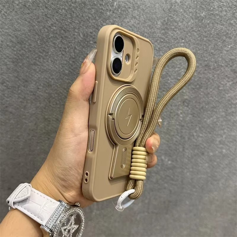 Luxury iPhone MagSafe Case with Lanyard — Magnetic Bumper Cover, Wireless Charging Compatible, Slim Shockproof Design with Kickstand Holder