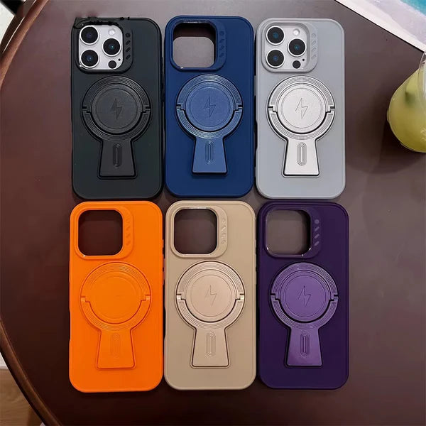 Luxury iPhone MagSafe Case with Lanyard — Magnetic Bumper Cover, Wireless Charging Compatible, Slim Shockproof Design with Kickstand Holder