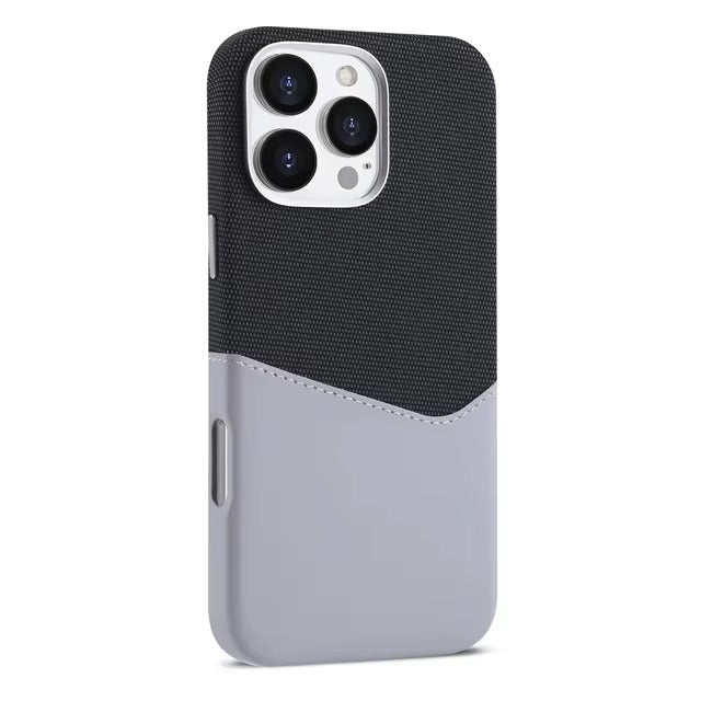 Luxury iPhone MagSafe Leather Case with Card Holder — Hit Color Design, Pocket Wireless Charging Cover, Alloy Lens Protection, Shockproof Anti-Fingerprint Finish