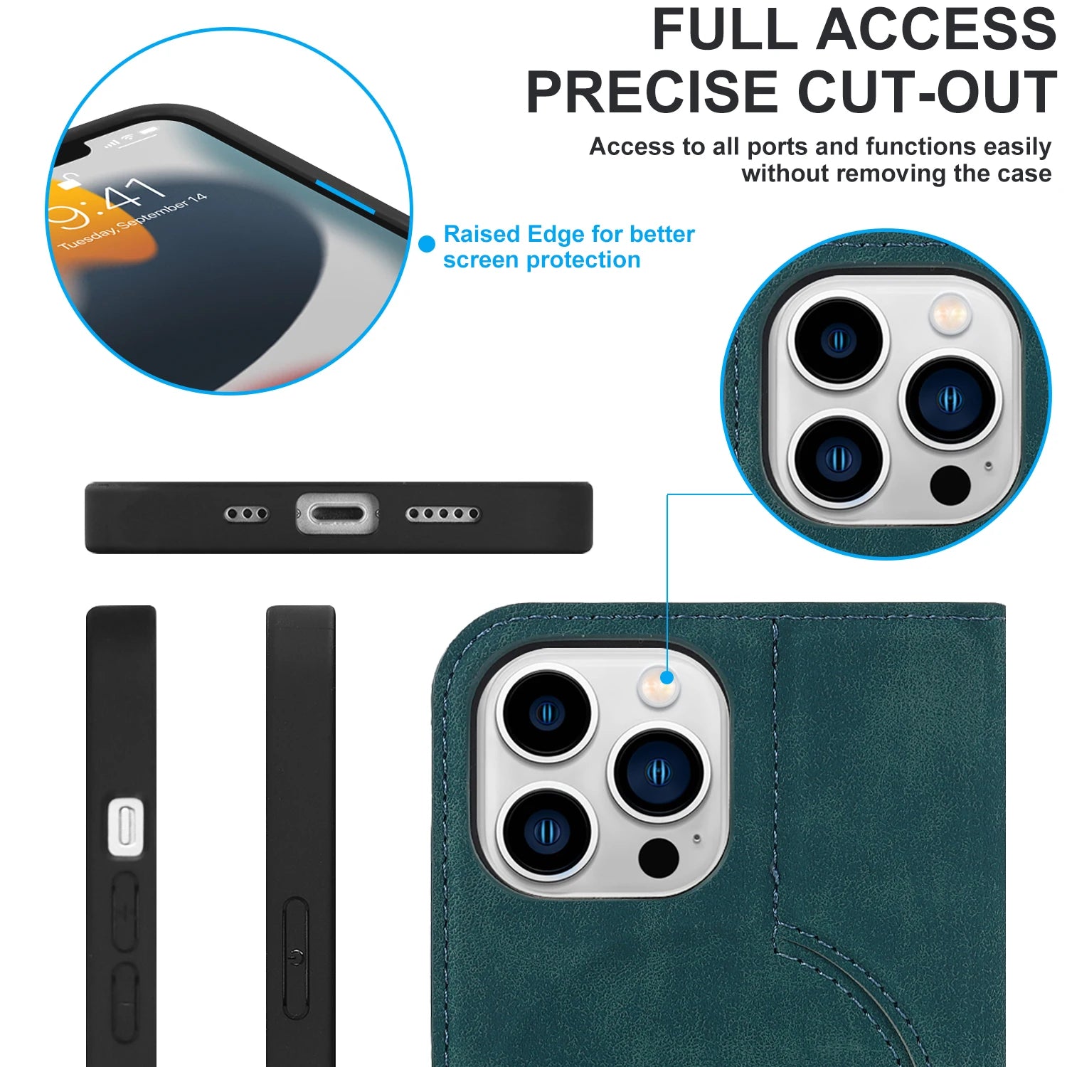 Luxury iPhone Case Genuine Cowhide Leather Wallet Cover — Magnetic Card Holder Plating Shell, Shockproof Dual Layer Protection, Anti-Fingerprint Scratch-Resistant