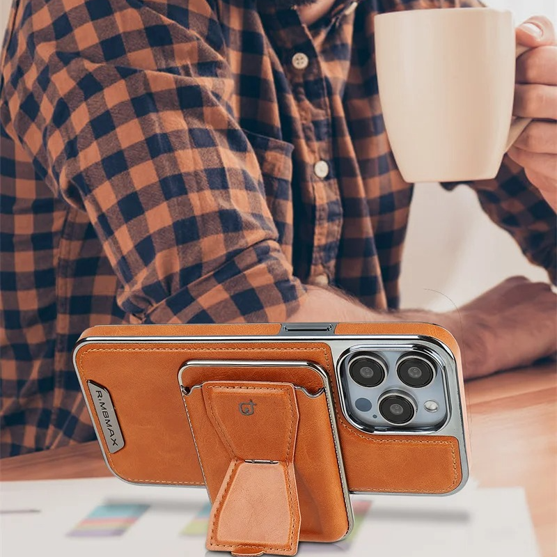 Luxury iPhone MagSafe Leather Wallet Case — Strong Magnetic Card Holder Cover with Kickstand, Shockproof Protection, Anti-Fingerprint Scratch-Resistant Design