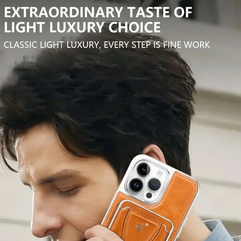 Luxury iPhone MagSafe Leather Wallet Case — Strong Magnetic Card Holder Cover with Kickstand, Shockproof Protection, Anti-Fingerprint Scratch-Resistant Design