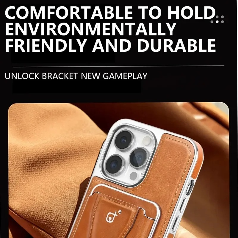 Luxury iPhone MagSafe Leather Wallet Case — Strong Magnetic Card Holder Cover with Kickstand, Shockproof Protection, Anti-Fingerprint Scratch-Resistant Design