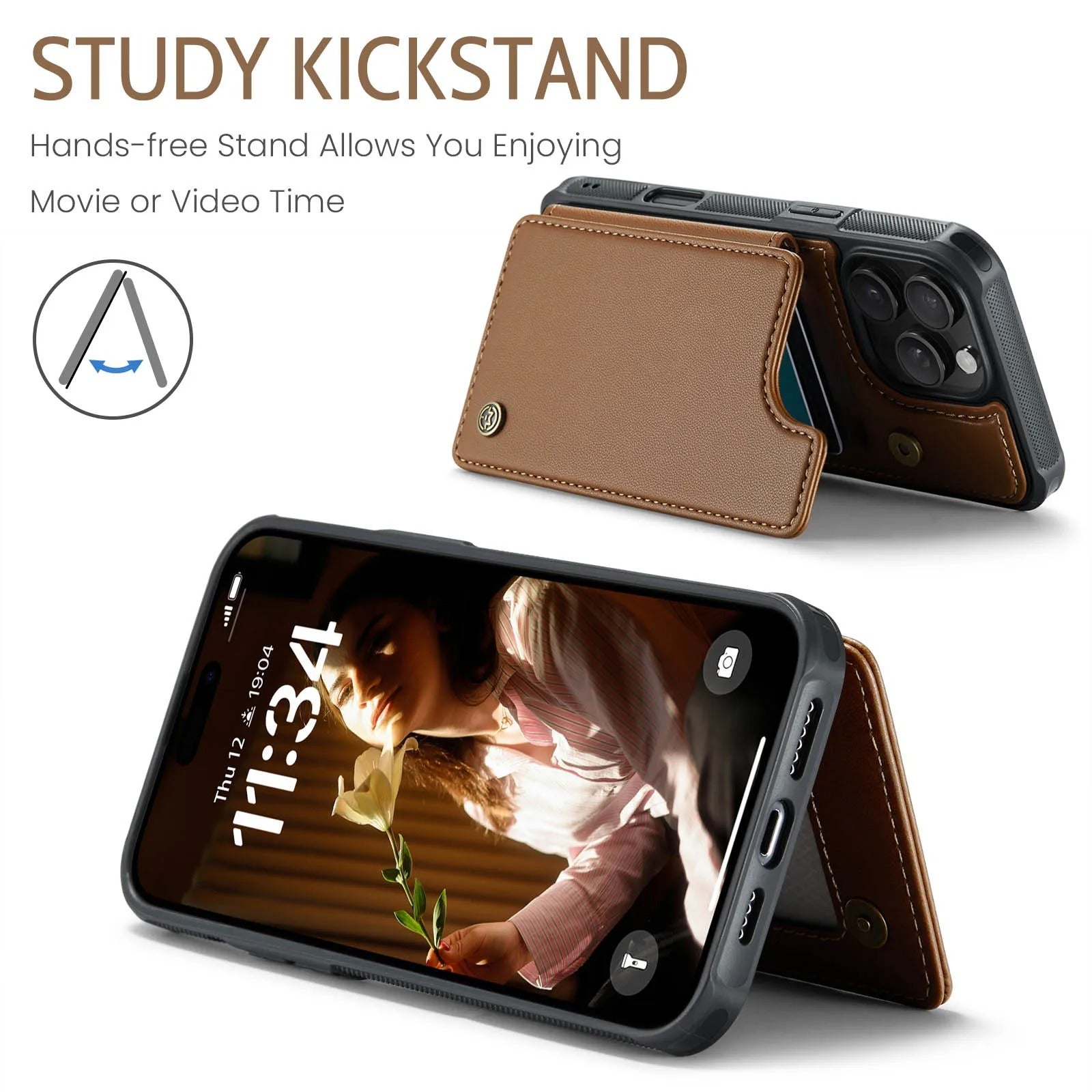 Luxury iPhone Magnetic Flip Wallet Case — PU Leather Cover with Card Holder, Shockproof Anti-Fingerprint Protection, Non-Slip Full Body Design