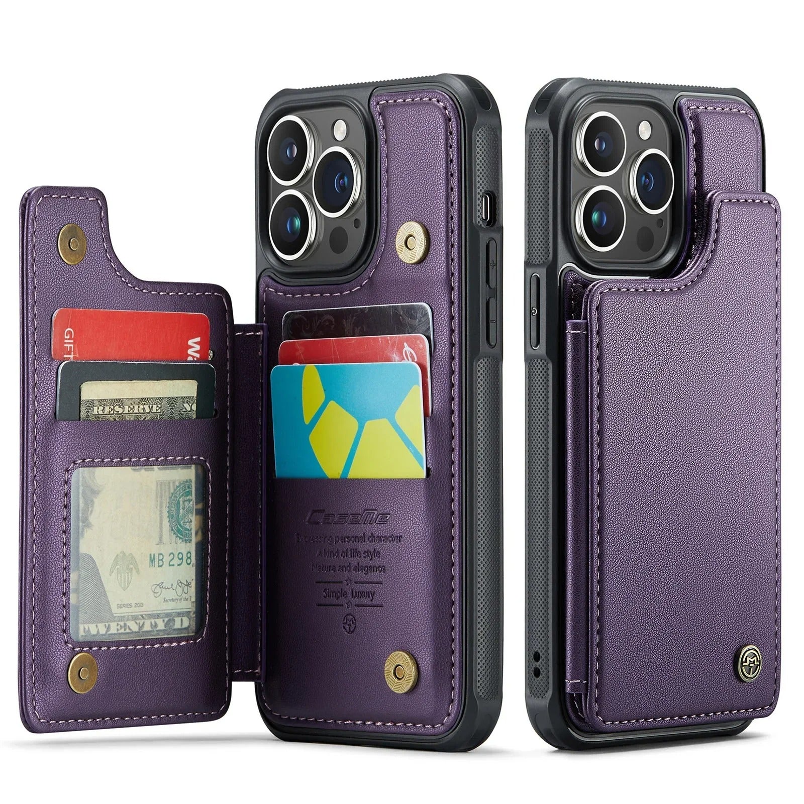 Luxury iPhone Magnetic Flip Wallet Case — PU Leather Cover with Card Holder, Shockproof Anti-Fingerprint Protection, Non-Slip Full Body Design