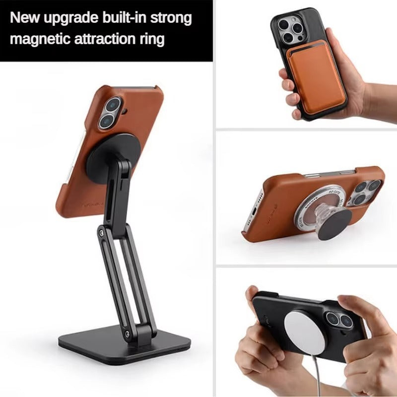 Luxury iPhone Magnetic Oil Wax Leather Case — Handmade Genuine Leather Cover with MagSafe, Slim Shockproof Design, Anti-Fingerprint Scratch-Resistant Finish