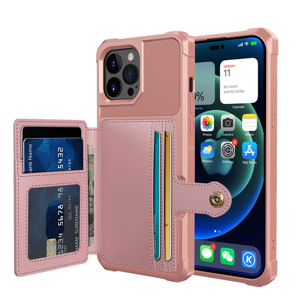 Luxury iPhone Magnetic Wallet Leather Case — Card Slot Holder, Flip Cover with Stand, Shockproof Anti-Drop Protection, Slim Dustproof Anti-Fingerprint Design