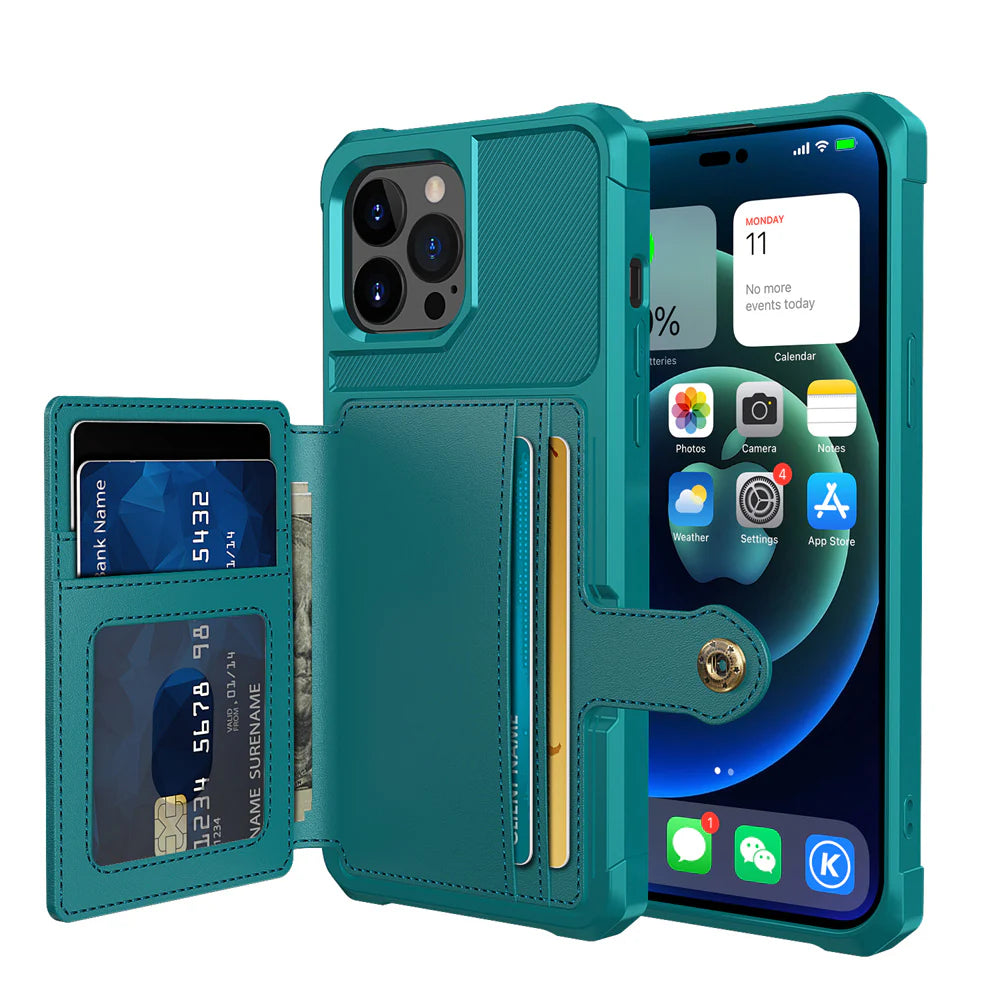 Luxury iPhone Magnetic Wallet Leather Case — Card Slot Holder, Flip Cover with Stand, Shockproof Anti-Drop Protection, Slim Dustproof Anti-Fingerprint Design