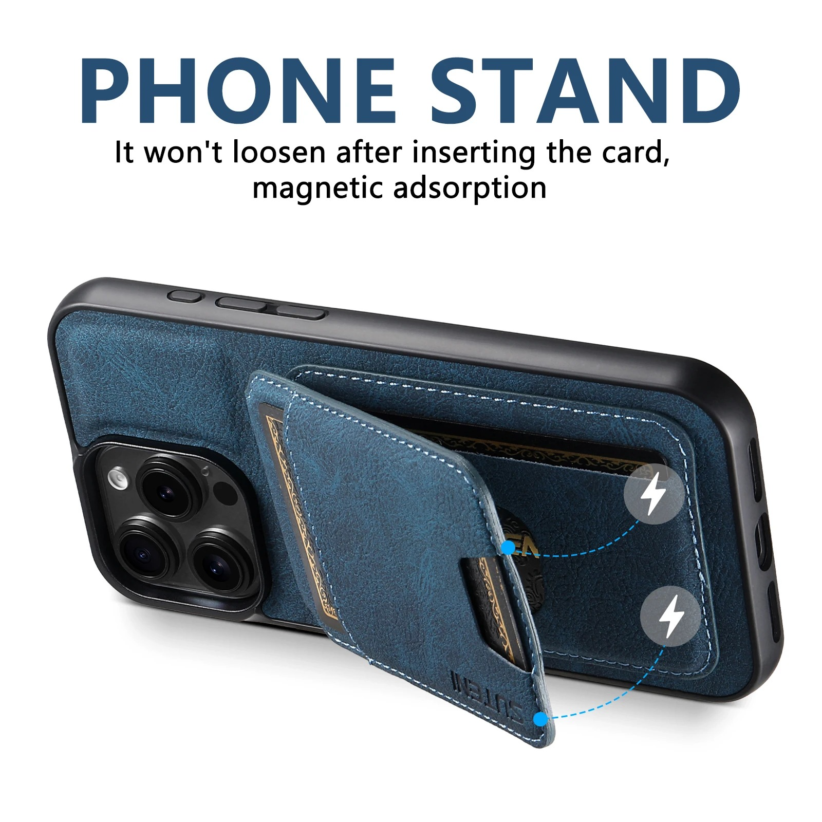 Luxury iPhone PU Leather Wallet Case with Card Holder — Magnetic Stand Cover, Shockproof Protection, Non-Slip Design, Stylish Pocket Phone Cover