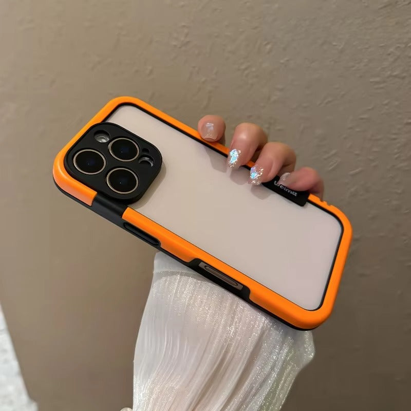 Luxury iPhone Solid Color Silicone Bumper Case — Camera Lens Protection, Shockproof Soft Edge Design with Stylish Color Collision Frame