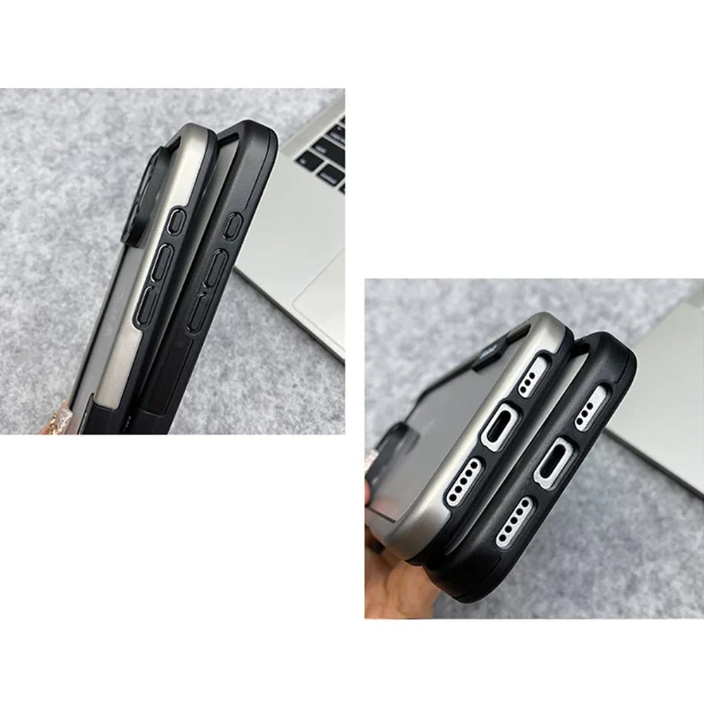 Luxury iPhone Solid Color Silicone Bumper Case — Camera Lens Protection, Shockproof Soft Edge Design with Stylish Color Collision Frame