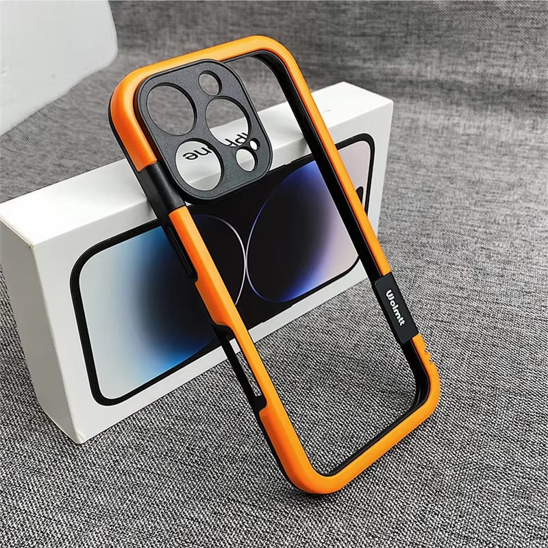 Luxury iPhone Solid Color Silicone Bumper Case — Camera Lens Protection, Shockproof Soft Edge Design with Stylish Color Collision Frame