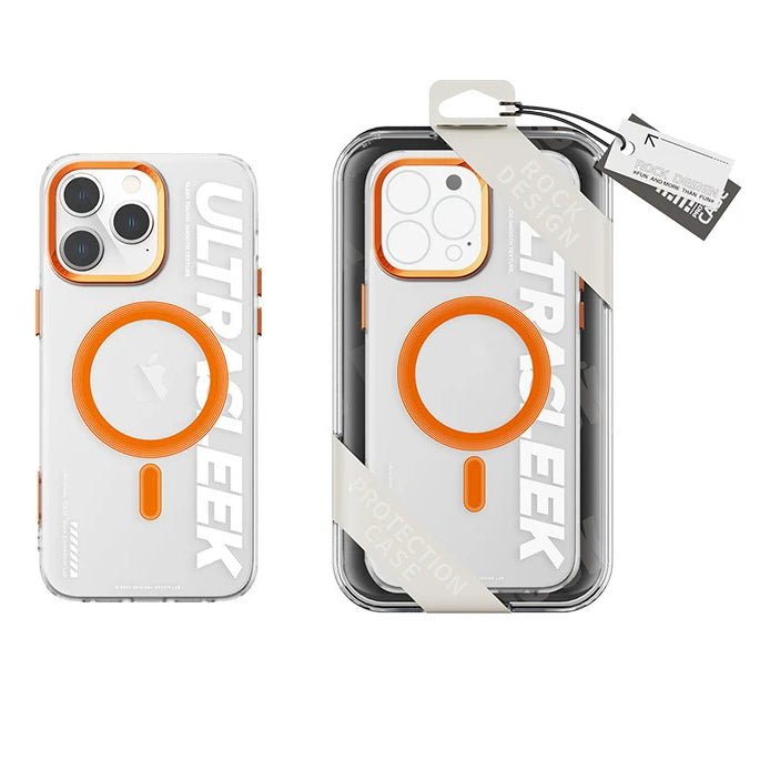 Luxury iPhone Transparent MagSafe Case — ROCK Shockproof Magnetic Cover, Wireless Charging Compatible, Clear Anti-Fingerprint Scratch-Resistant Design