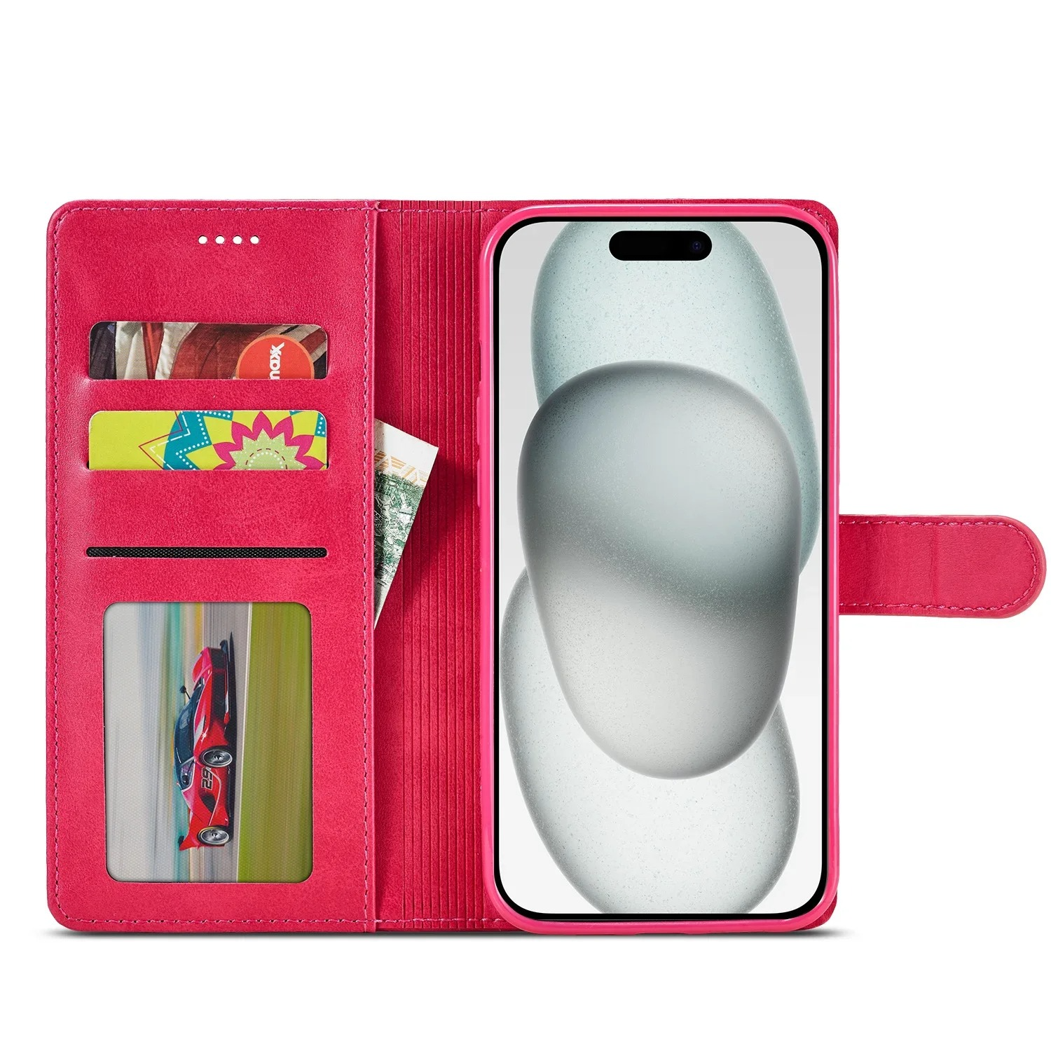 Luxury iPhone Wallet Case PU Leather Folding Cover — Card Holder Slot, Kickstand Function, Full Access to Ports, Shockproof Drop Protection