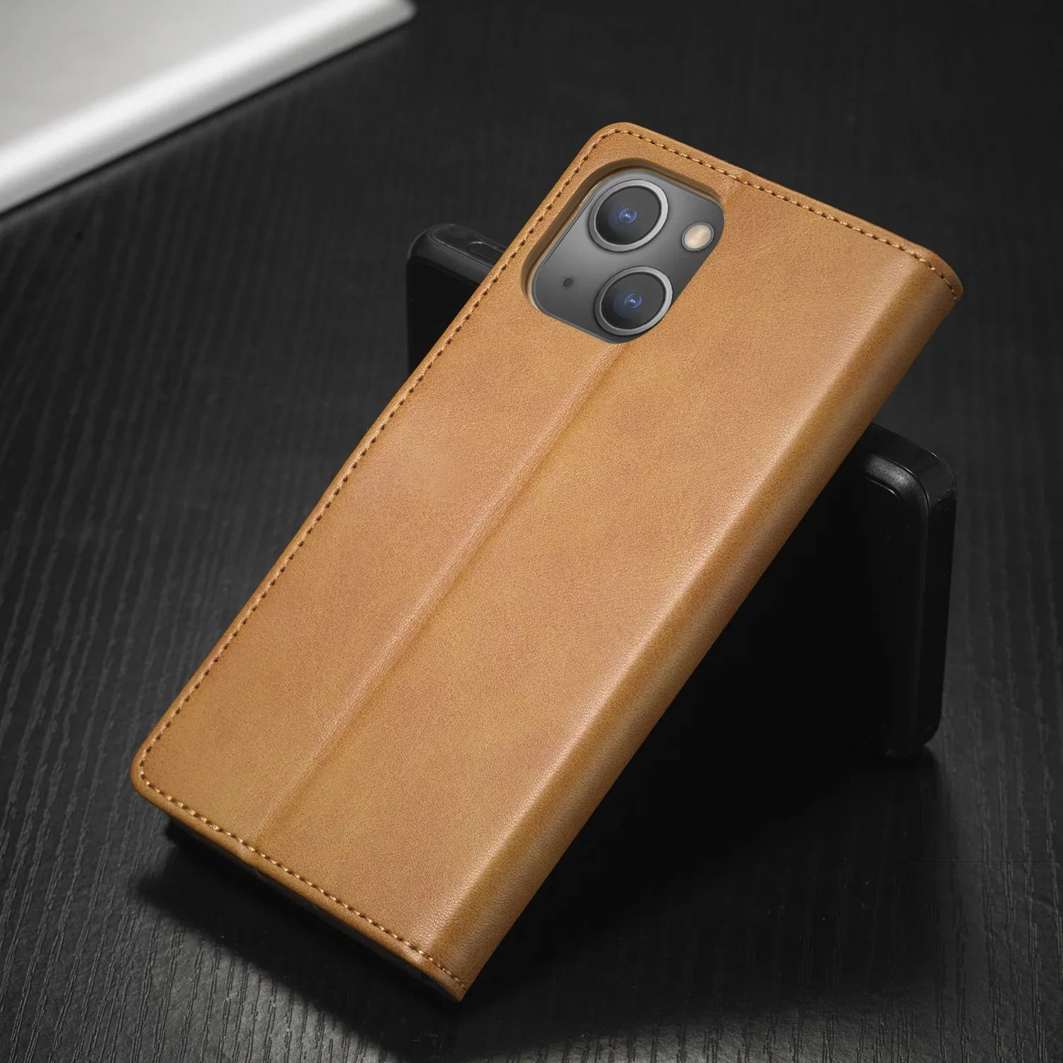 Luxury iPhone Wallet Case PU Leather Folding Cover — Card Holder Slot, Kickstand Function, Full Access to Ports, Shockproof Drop Protection