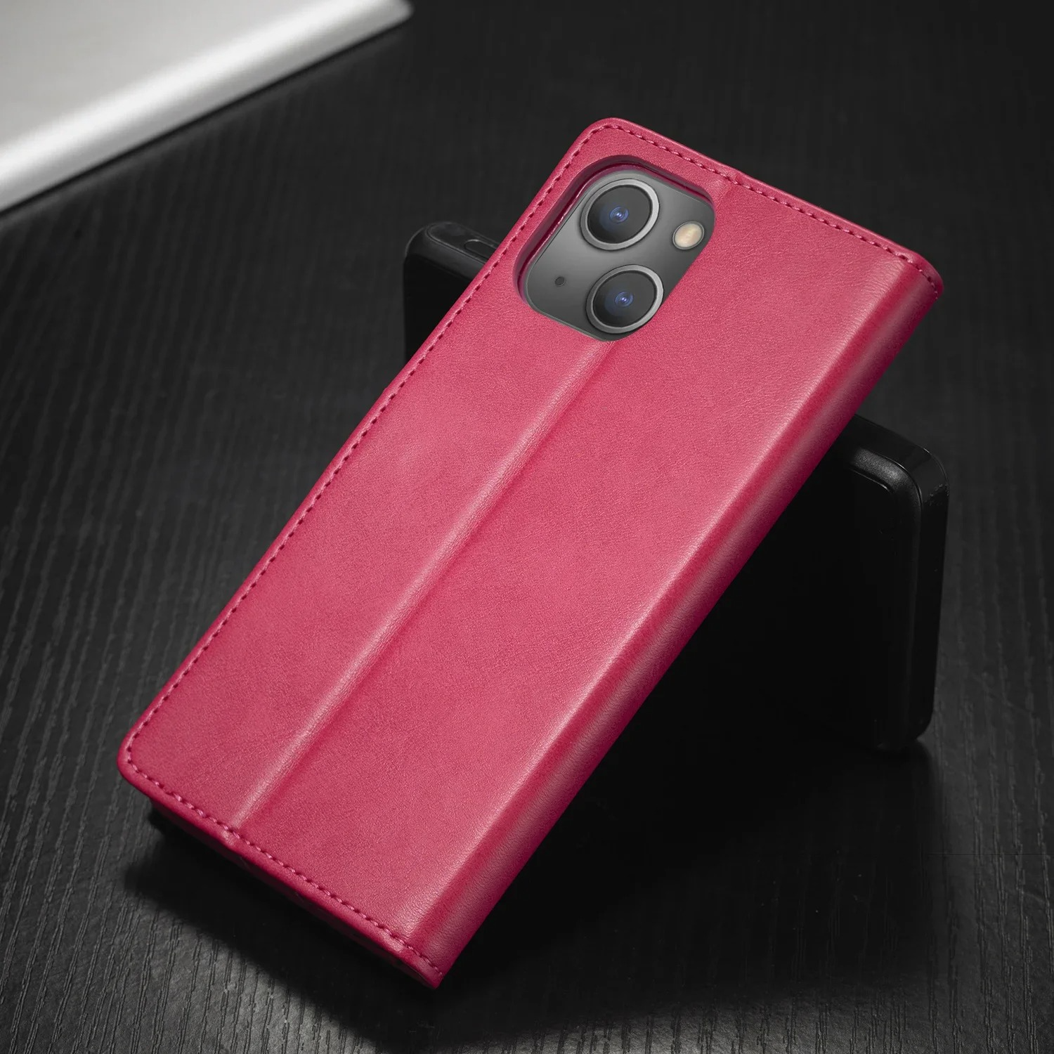 Luxury iPhone Wallet Case PU Leather Folding Cover — Card Holder Slot, Kickstand Function, Full Access to Ports, Shockproof Drop Protection