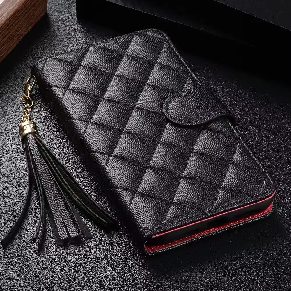 Luxury iPhone Wallet Flip Leather Case — Card Holder Slot, Cute Stylish Design, Stand Function, Full Body Protection, Lightweight Non-Slip Dustproof Cover