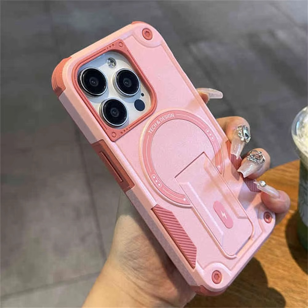 Military-Grade Magnetic Phone Case — Hidden Stand, Shockproof, Anti-Fingerprint, Anti-Scratch, Dual Layer Protection, Lanyard Wristband, Full Coverage