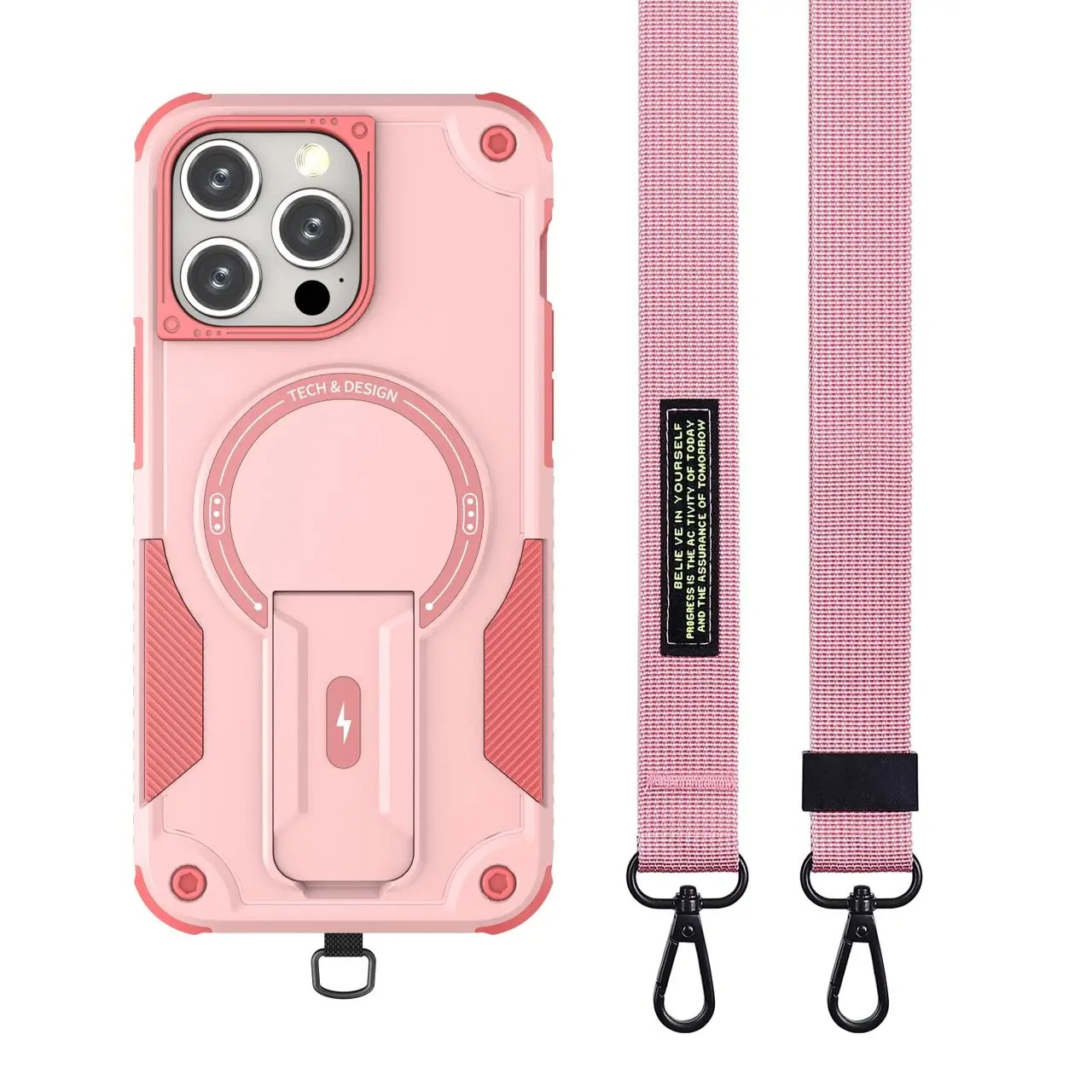 Military-Grade Magnetic Phone Case — Hidden Stand, Shockproof, Anti-Fingerprint, Anti-Scratch, Dual Layer Protection, Lanyard Wristband, Full Coverage