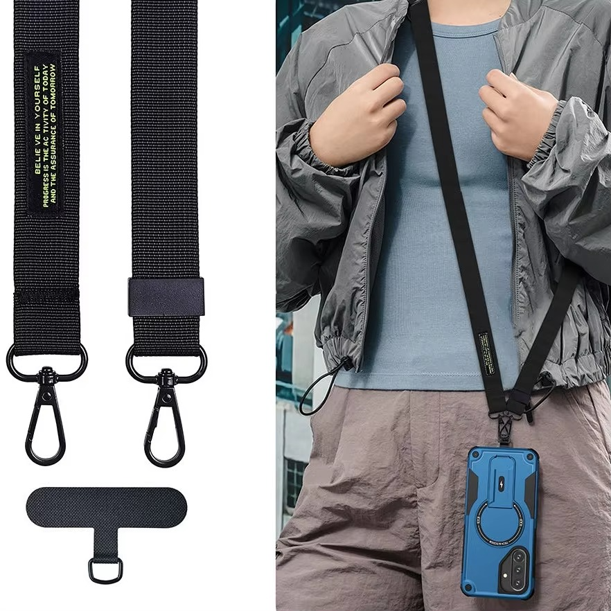 Military-Grade Magnetic Phone Case — Hidden Stand, Shockproof, Anti-Fingerprint, Anti-Scratch, Dual Layer Protection, Lanyard Wristband, Full Coverage