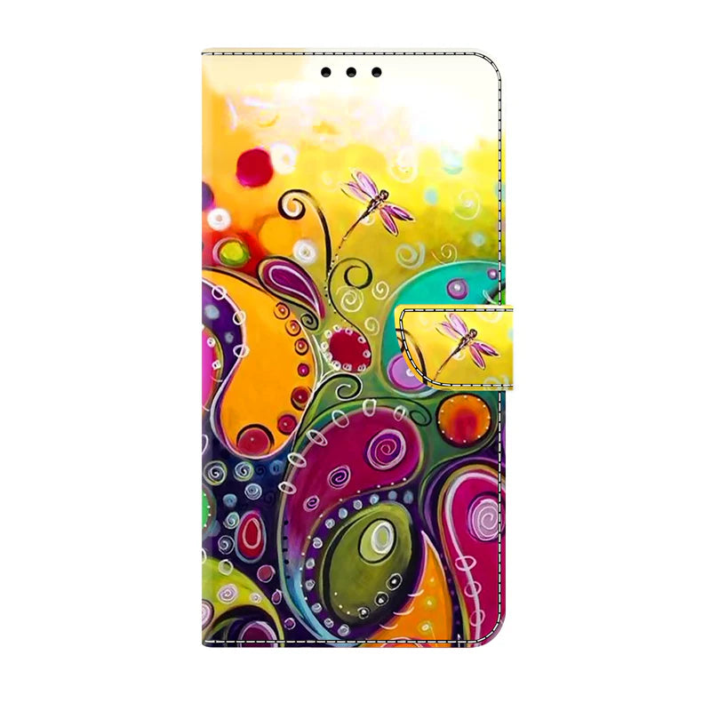 Premium 3D Leather Flip Wallet Case - PU Leather Flip Cover with Card Slots, Anti-Fingerprint & Scratch-Resistant Design