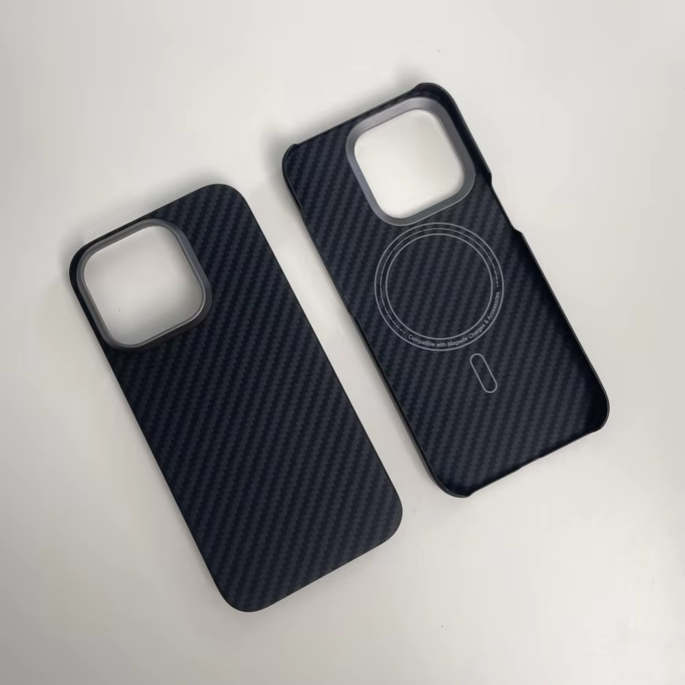 Premium Carbon Fiber iPhone Case — Half-Wrapped MagSafe Compatible, Shockproof, Anti-Fingerprint, Anti-Scratch, Non-Slip, Textured Kevlar Finish