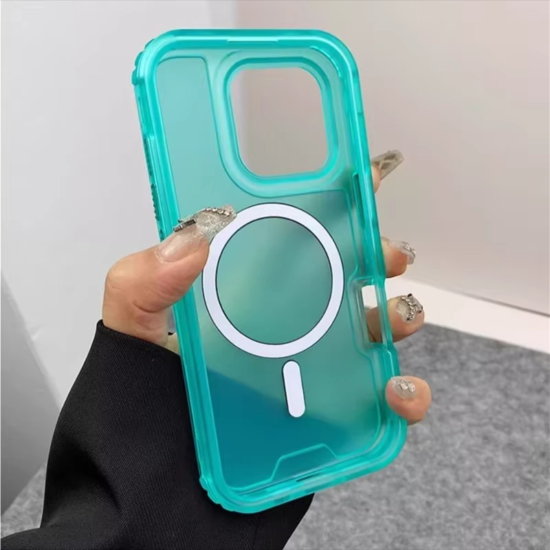 Premium Clear MagSafe iPhone Case — Neon Bumper Shockproof Armor, Wireless Charging Compatible, Anti-Scratch Transparent Protective Cover