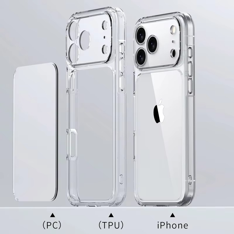 Premium Clear Shockproof Case — Full Camera Lens Protection, Anti-Fingerprint Transparent PC + TPU Cover, Non-Slip Waterproof Full Coverage Design